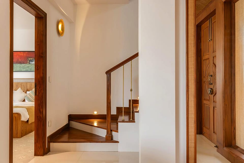 Casa Keval, timber stair to the upper floor