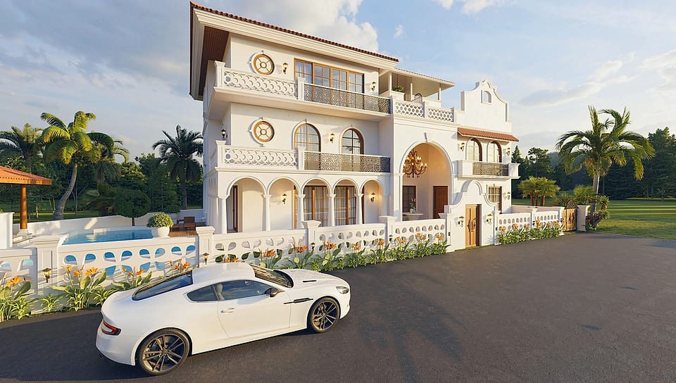Beera Homes Badem, front approach with the arched arcade