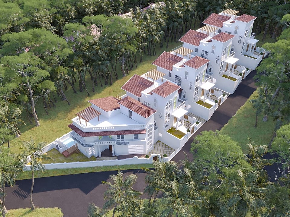 Casa Alora, aerial view of the five-villa community