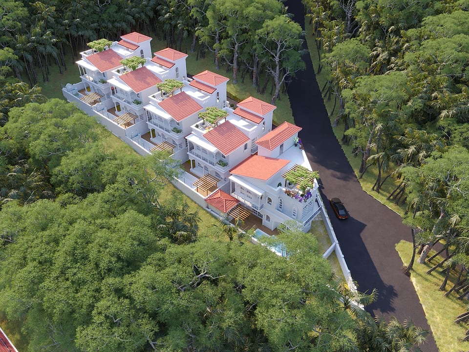 Casa Alora, aerial view along the access road