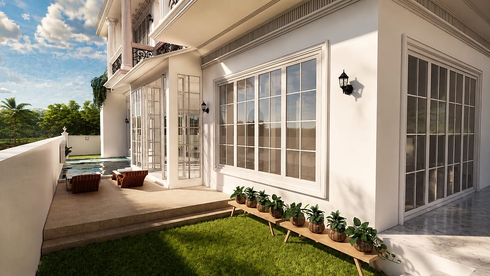 Loutolim residence, veranda and lawn