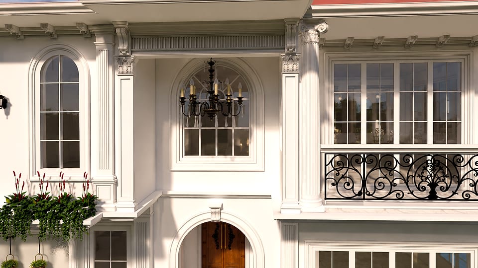 Loutolim residence, chandelier in the entrance porch