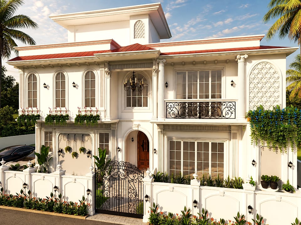 Loutolim residence, facade seen over the boundary wall