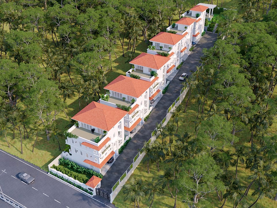 Paula De Grande, aerial view of the villa row
